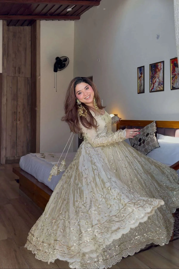 Padmakshi Luxe Ivory Heavy Embroidered Suit Set