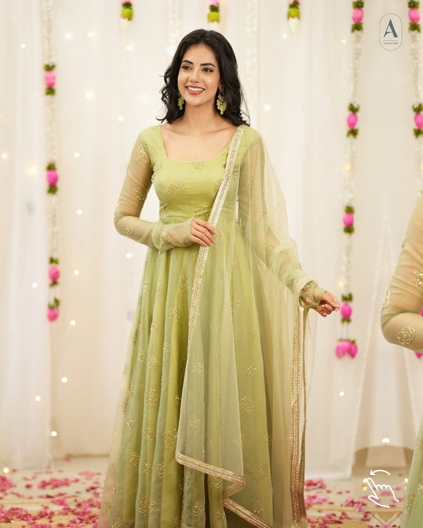 Nivi Pastel Green Anarkali Suit Set