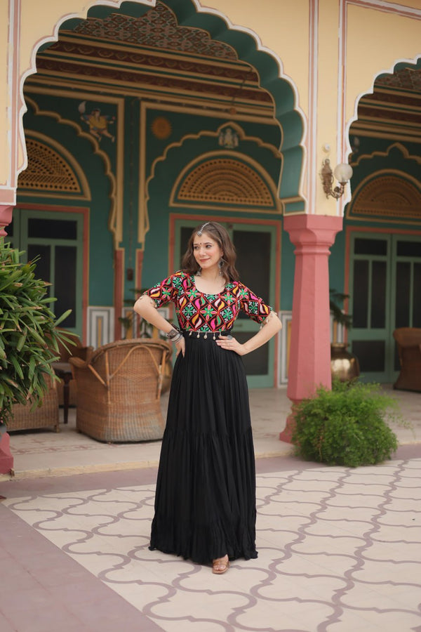 Twirl with Boho Vibe Kutch Embroidery Charm Gown