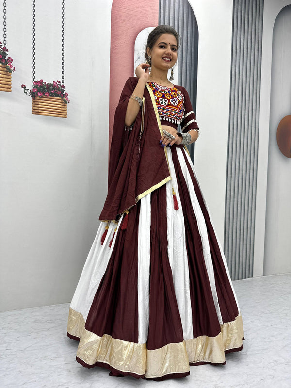 Maroon Mystique Handcrafted Mirror Work Navratri Lehenga Choli Set