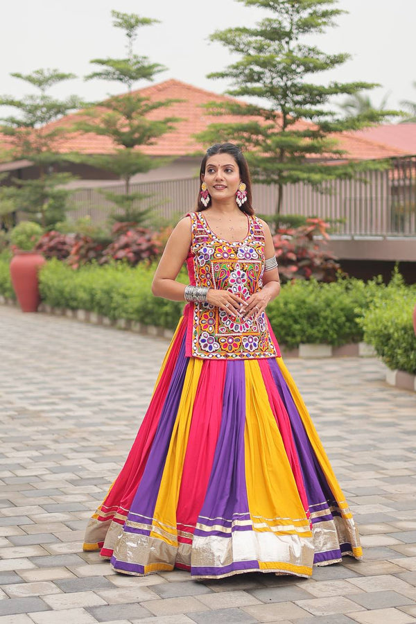 Rangdeep Garba Glow Multicolor Mirror Work with Traditional Kutchi Embroidery Lehenga Set