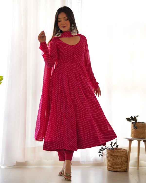 Aanika Fox Georgette Laheriya Print Anarkali