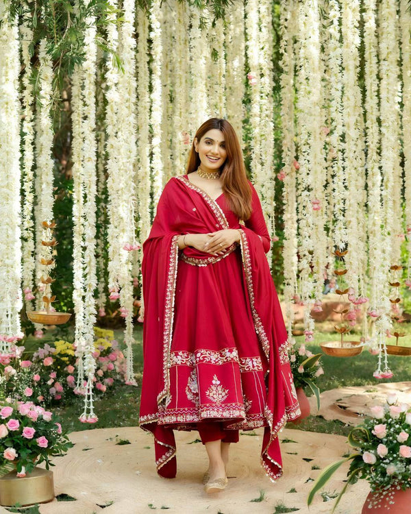 Himavya Rust Festive Anarkali Suit Set
