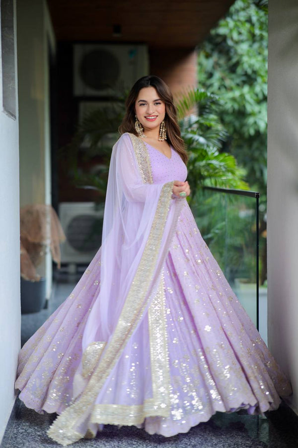 Shambhavi  Lavender Sequin Embroidered Anarkali Suit