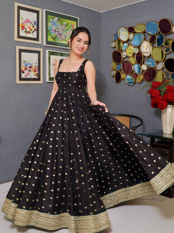 Suhana Midnight Golden Designer Anarkali Suit