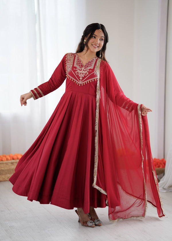 Ziya's Crimson Anarkali Set