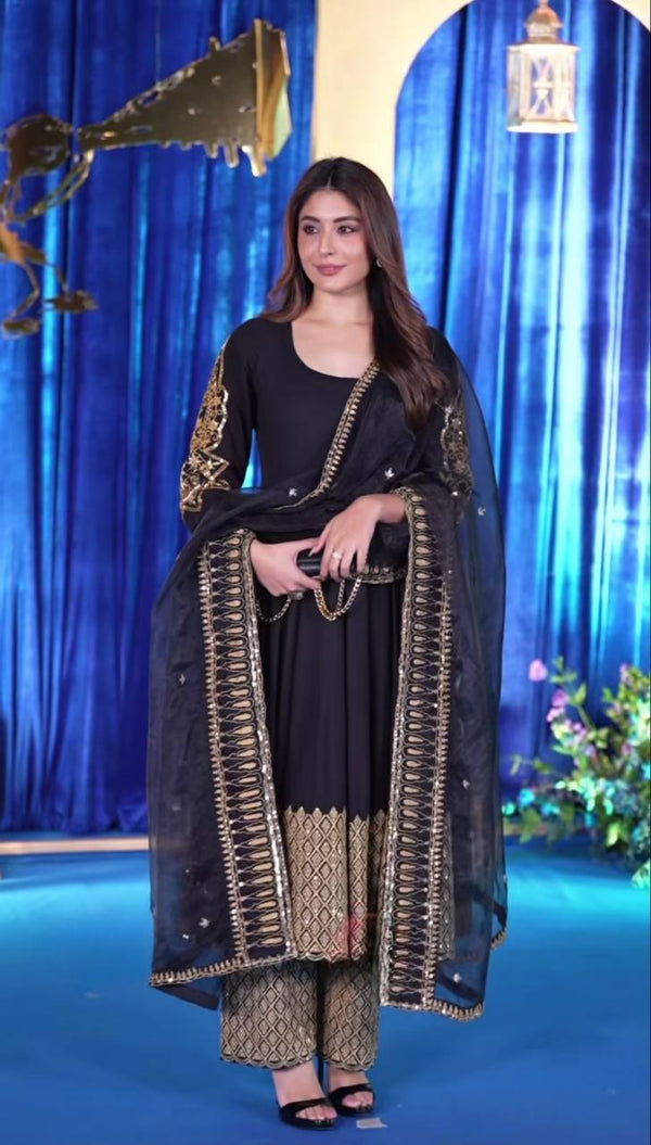 Alaxa Black Designer Fancy Anarkali Suit