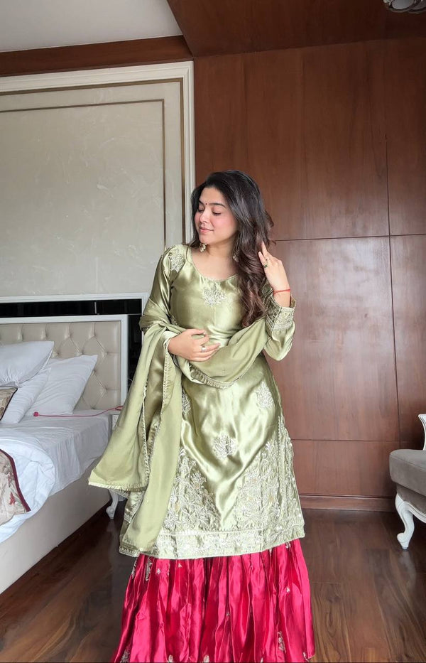 Ruby Olive Blossom Charm Royal Patiala Suit