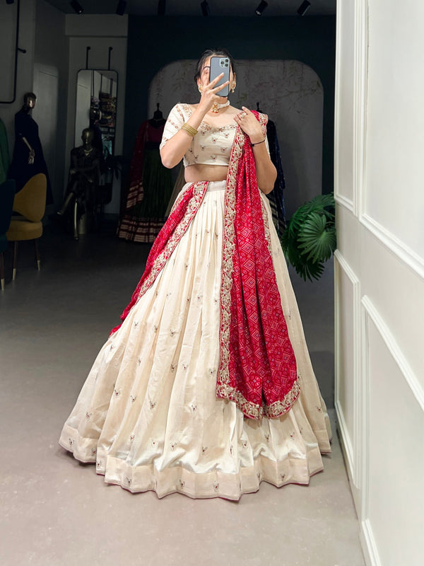 Vichitra Silk Lehenga with Exquisite Sequins and Thread Embroidery Lehenga Choli
