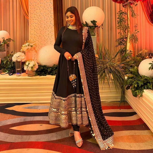 Mirza Black Mirror Work Anarkali