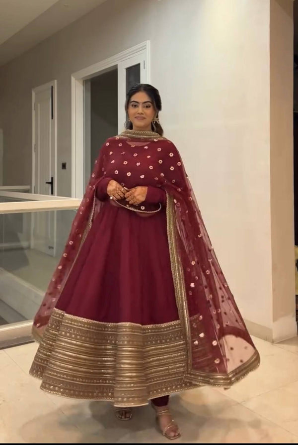 Avika Roman silk Anarkali Suit