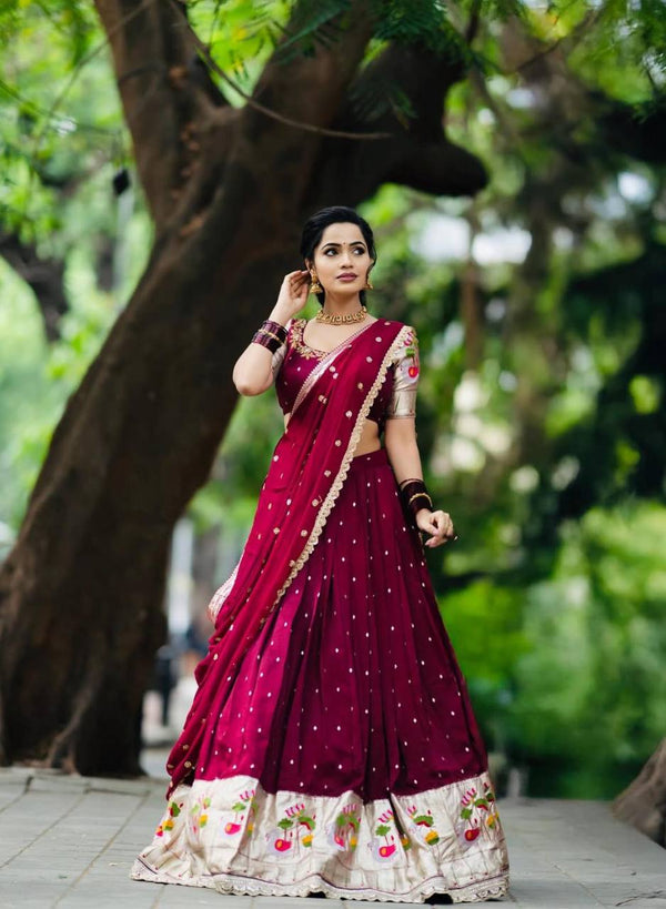 Vivah Vibes: Georgette Classic Maroon Lehenga with Modern Touch