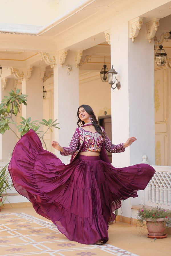 Vamika Designer Pure Chinon Festival Lehenga choli & koti