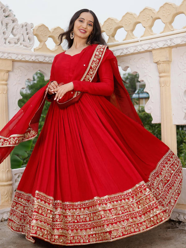 Misha Red  Ethnic Anarkali Suit