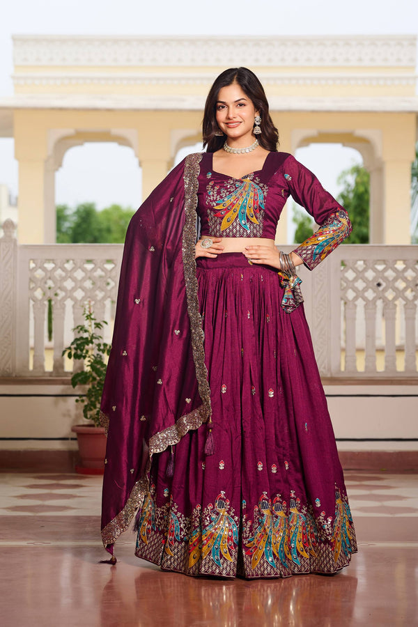 Naira’s Regal Aura: Heavy  Embroidery Sequence & Thred Work Lehenga Choli