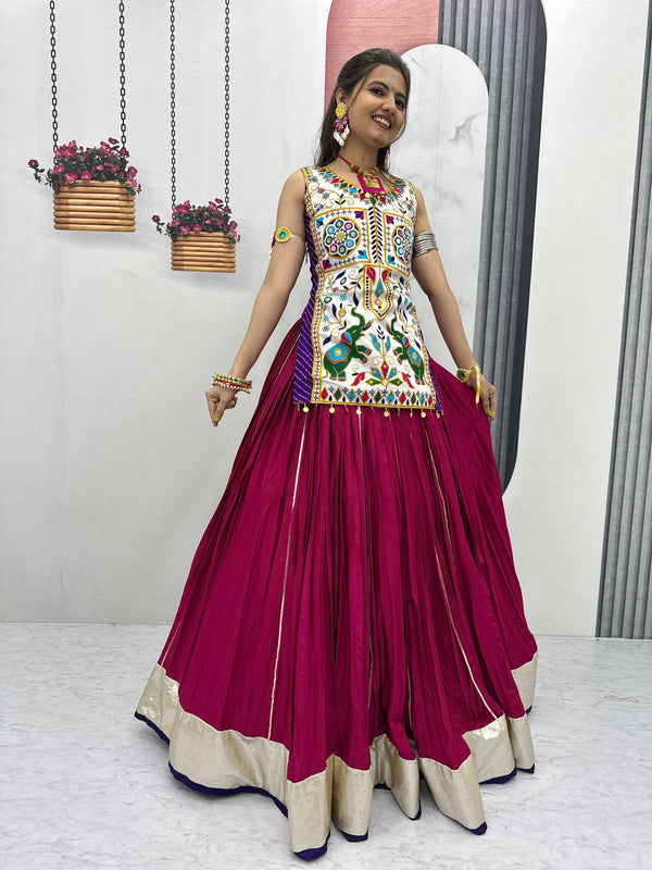 Mira’s Hand-Embroidered Traditional Mirror Work Lehenga Set
