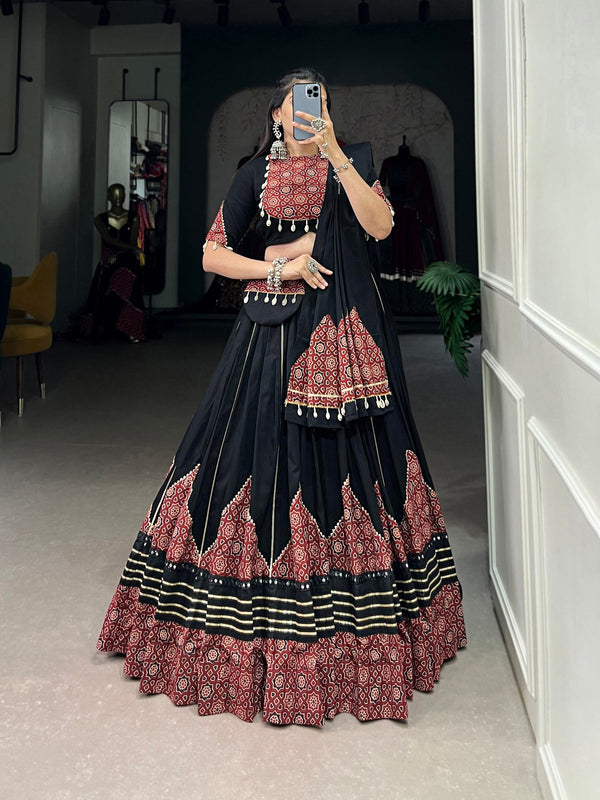 Kiara Folk Flair Printed And Paper Mirror Work Lehenga Choli
